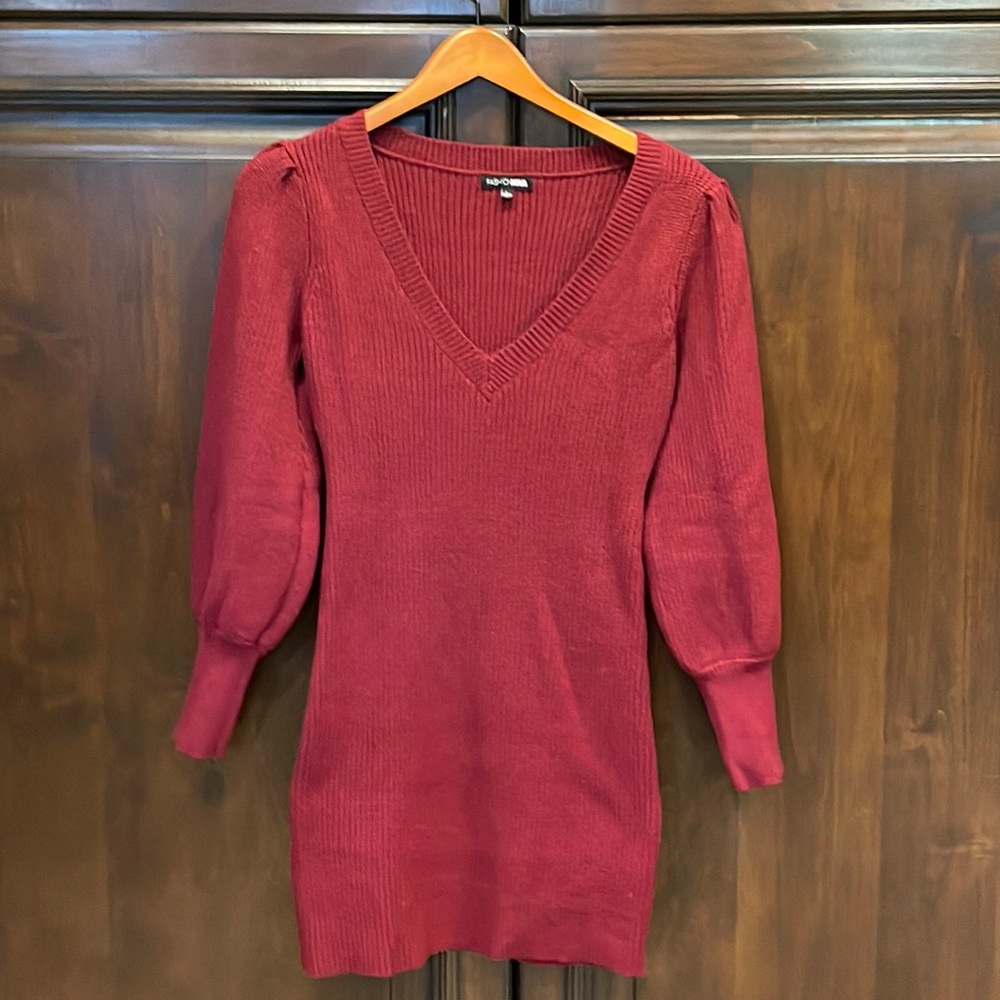 Fashion Nova Red Sweater Mini Dress